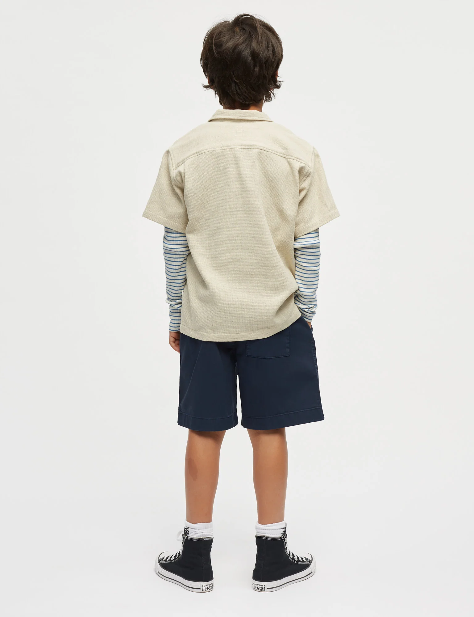 2x2 Cotton Stripe Talino Tee L/S, Vanilla Ice/Bright Cobalt - Image 5