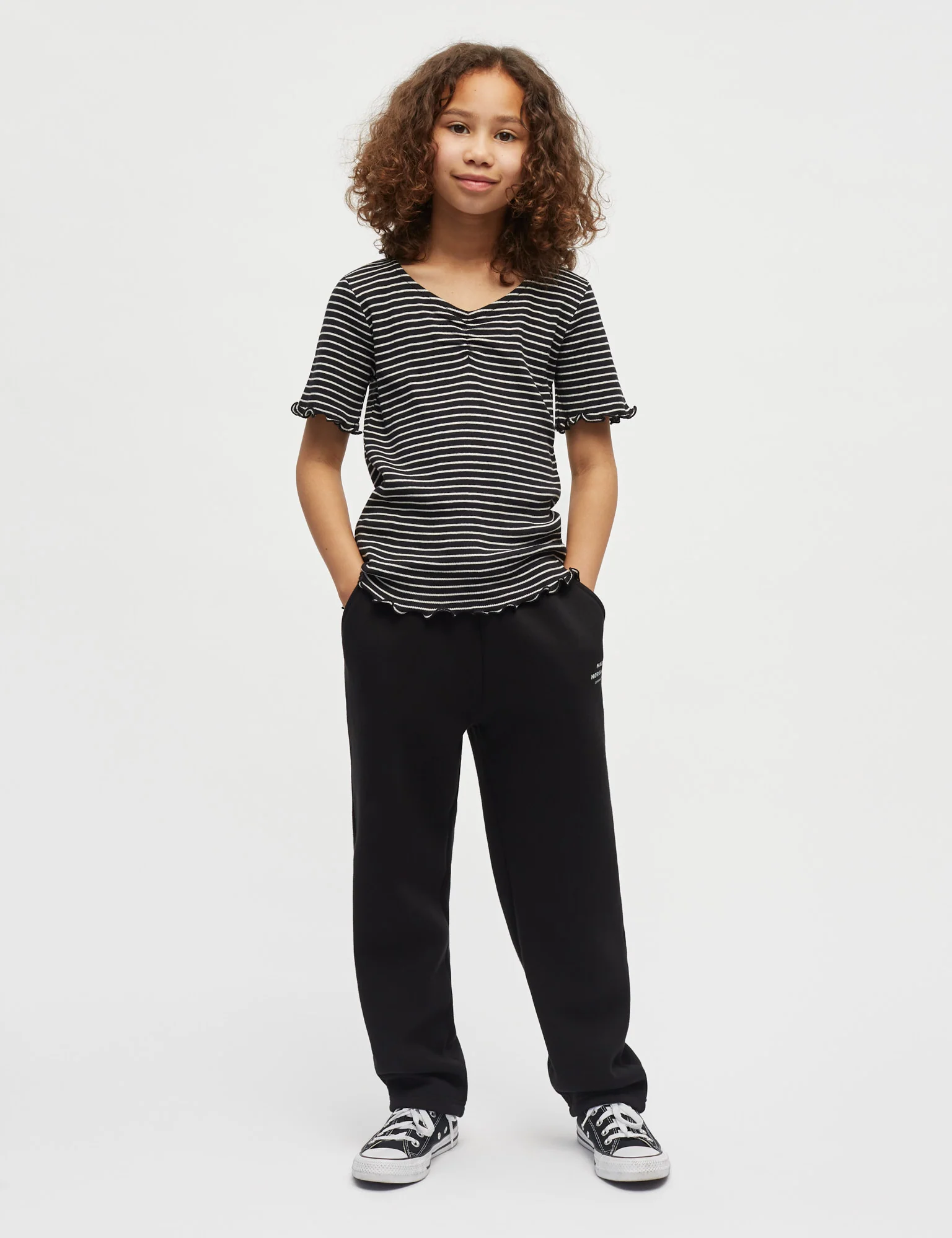 2x2 Cotton Stripe Tiki Tee, Black/Vanilla Ice