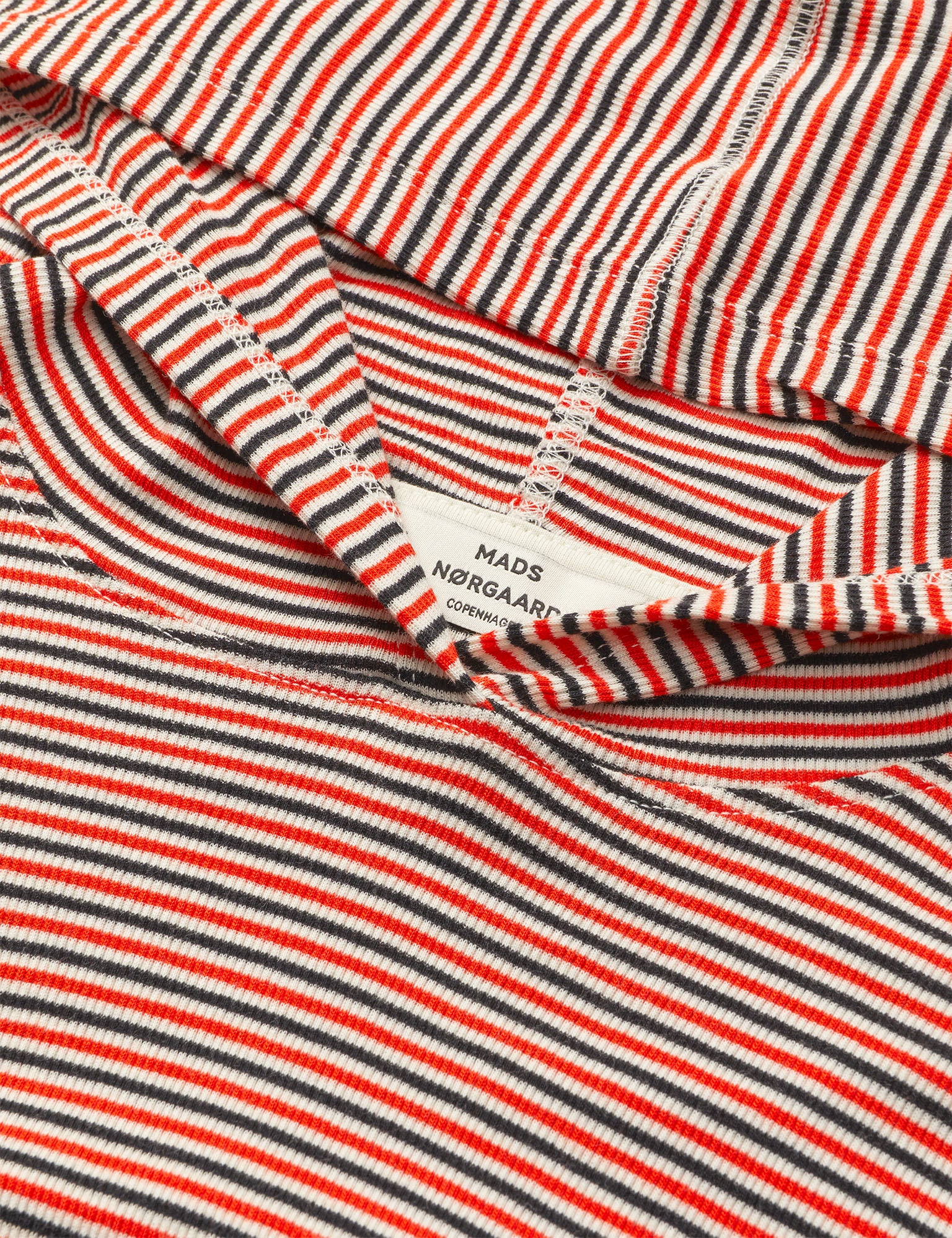 2x2 Cotton Stripe Tutti Hood, Fiery Red/Vanilla Ice - Image 2