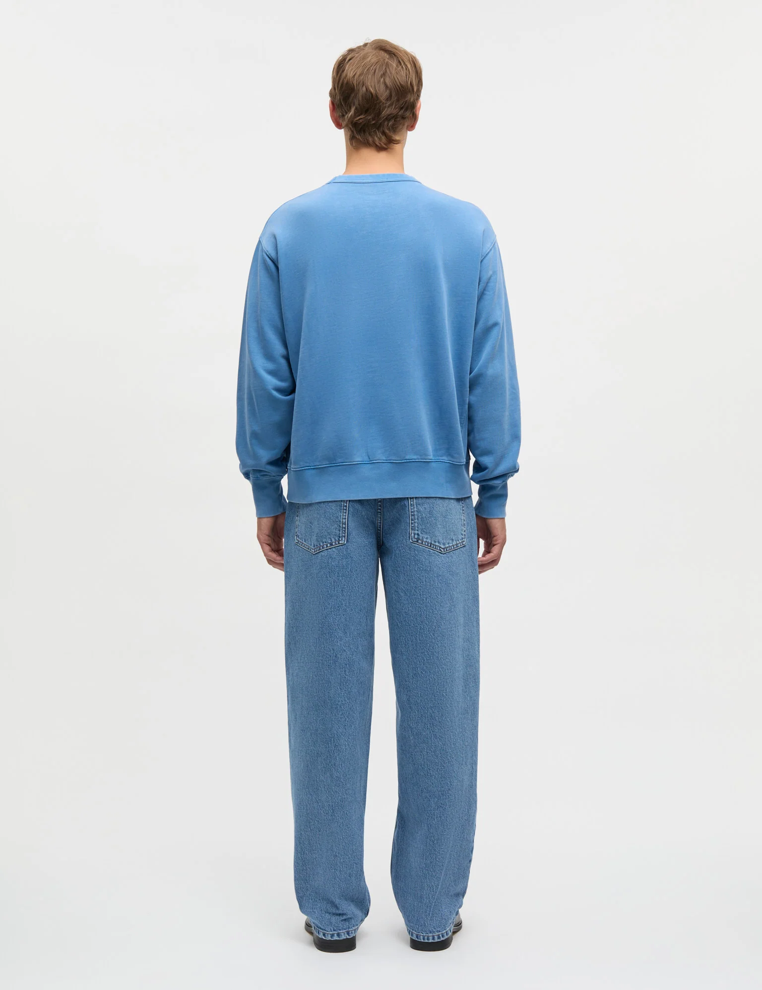 Compact Cotton Crew Sweat, Bright Cobalt - Image 4
