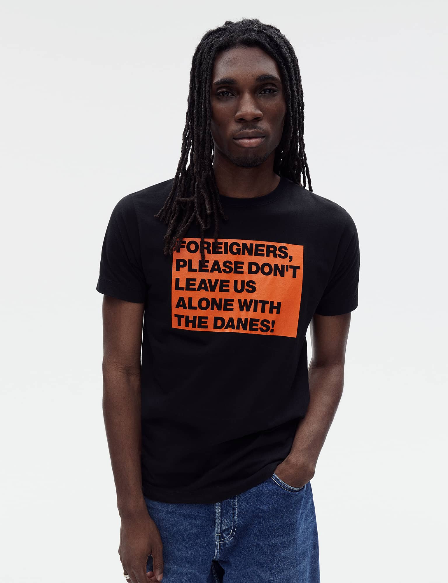 Cotton Jersey Frode Foreigners Tee, Black - Image 2