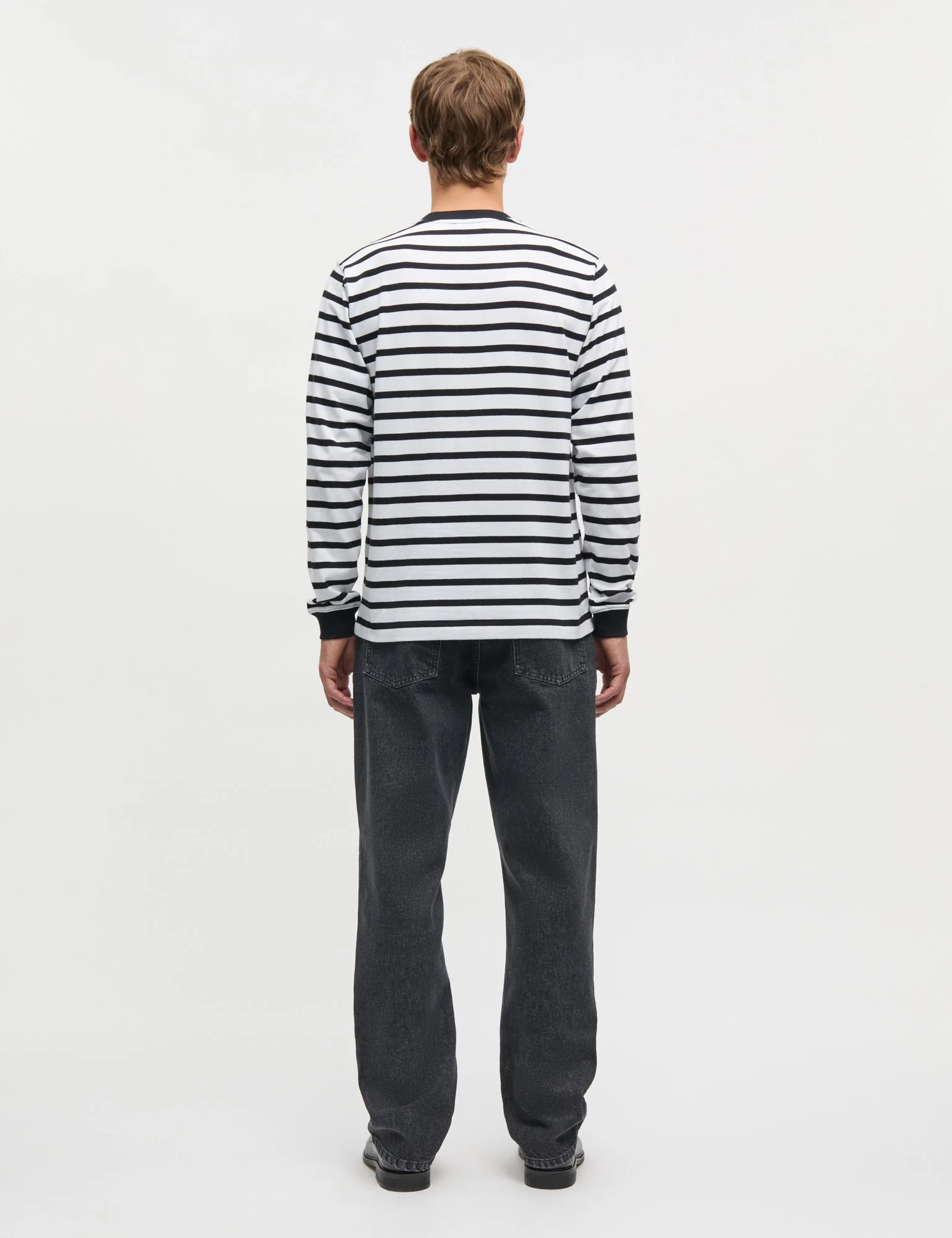 Cotton Jersey Stripe Frode Tee LS, Black/White - Image 4