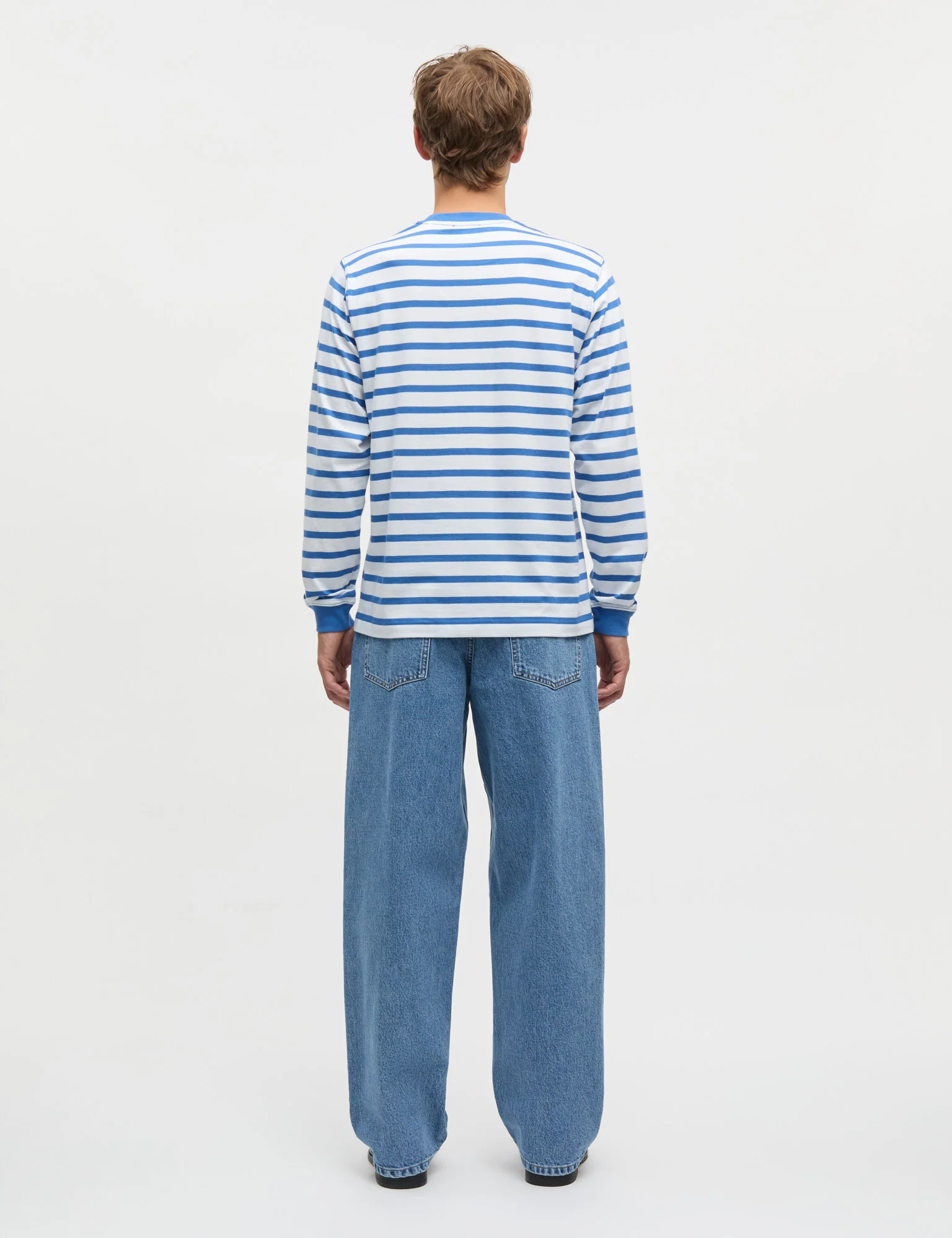 Cotton Jersey Stripe Frode Tee LS, Bright Cobalt/White - Image 3