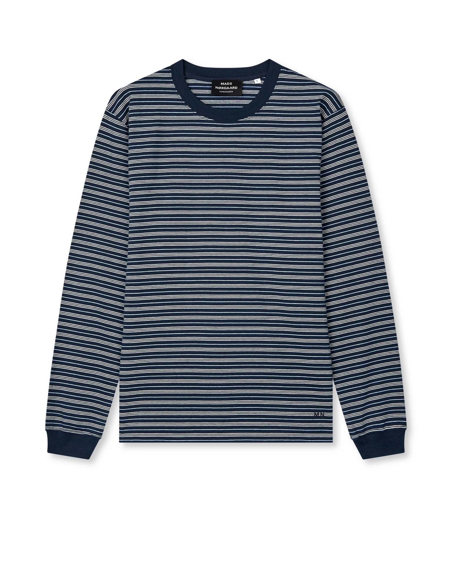 Cotton Jersey Stripe Frode Tee LS, Sky Captain/Vanilla Ice/Cashme - Image 2