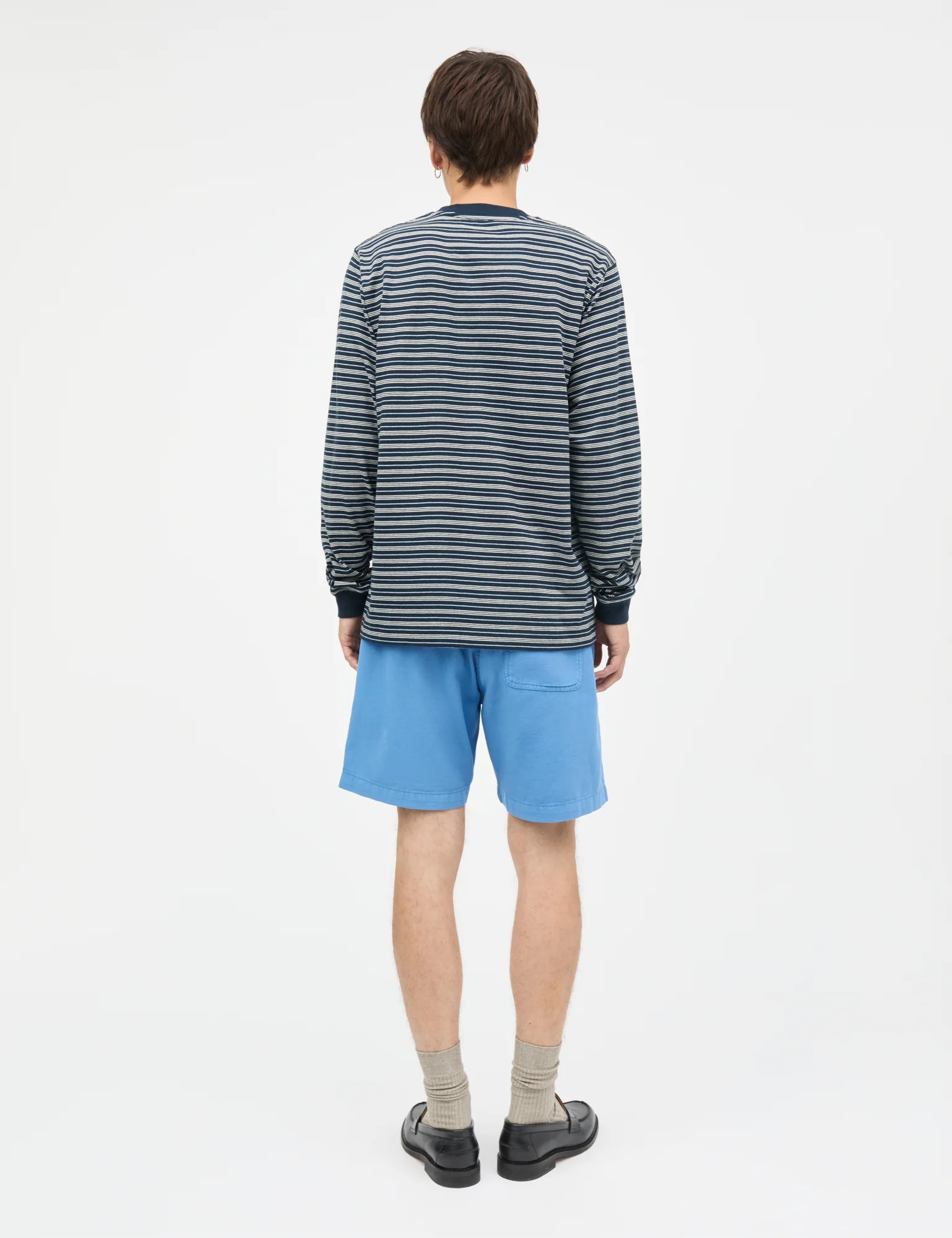 Cotton Jersey Stripe Frode Tee LS, Sky Captain/Vanilla Ice/Cashme - Image 4