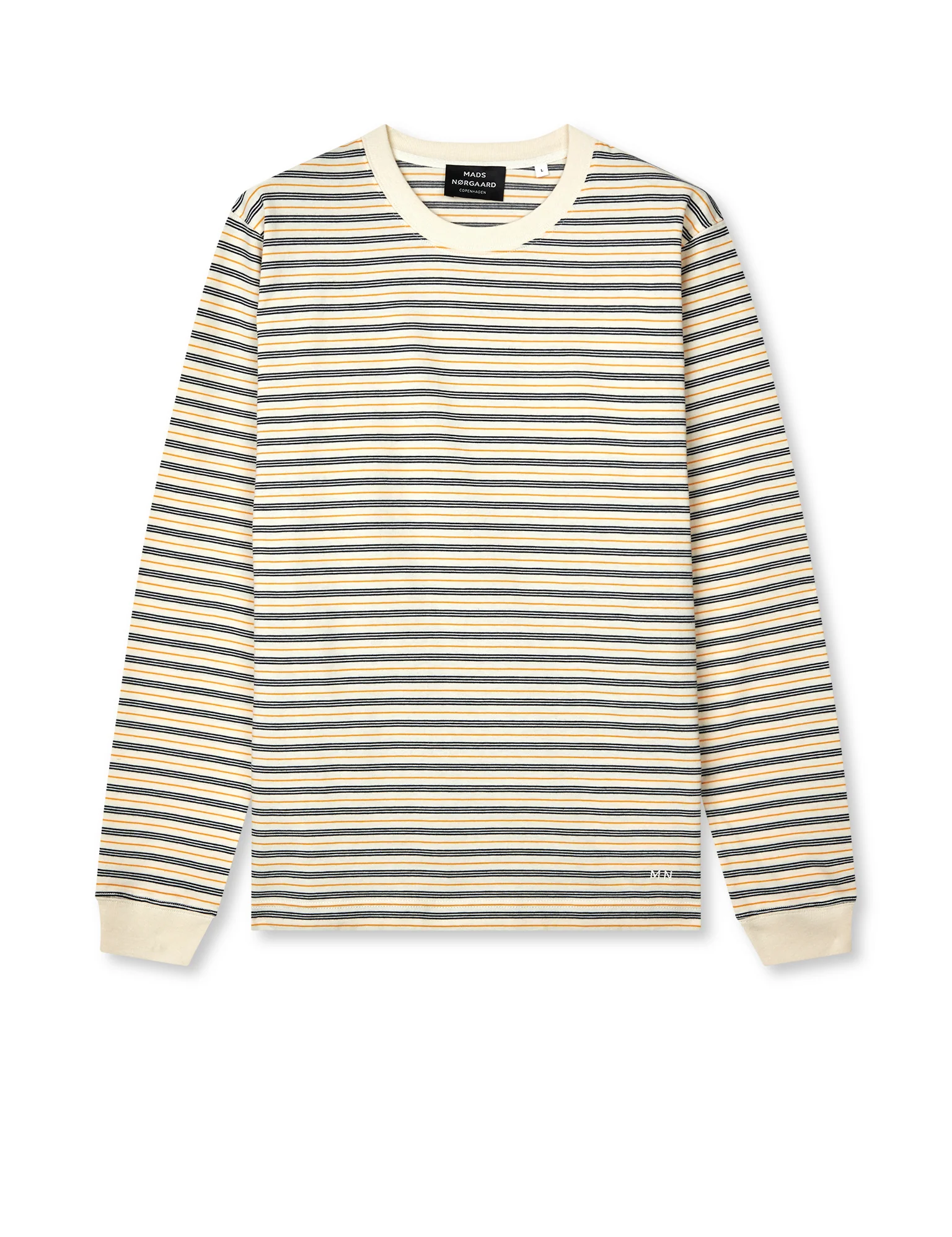 Cotton Jersey Stripe Frode Tee LS, Vanilla Ice/Sky Captain/Zinnia - Image 2