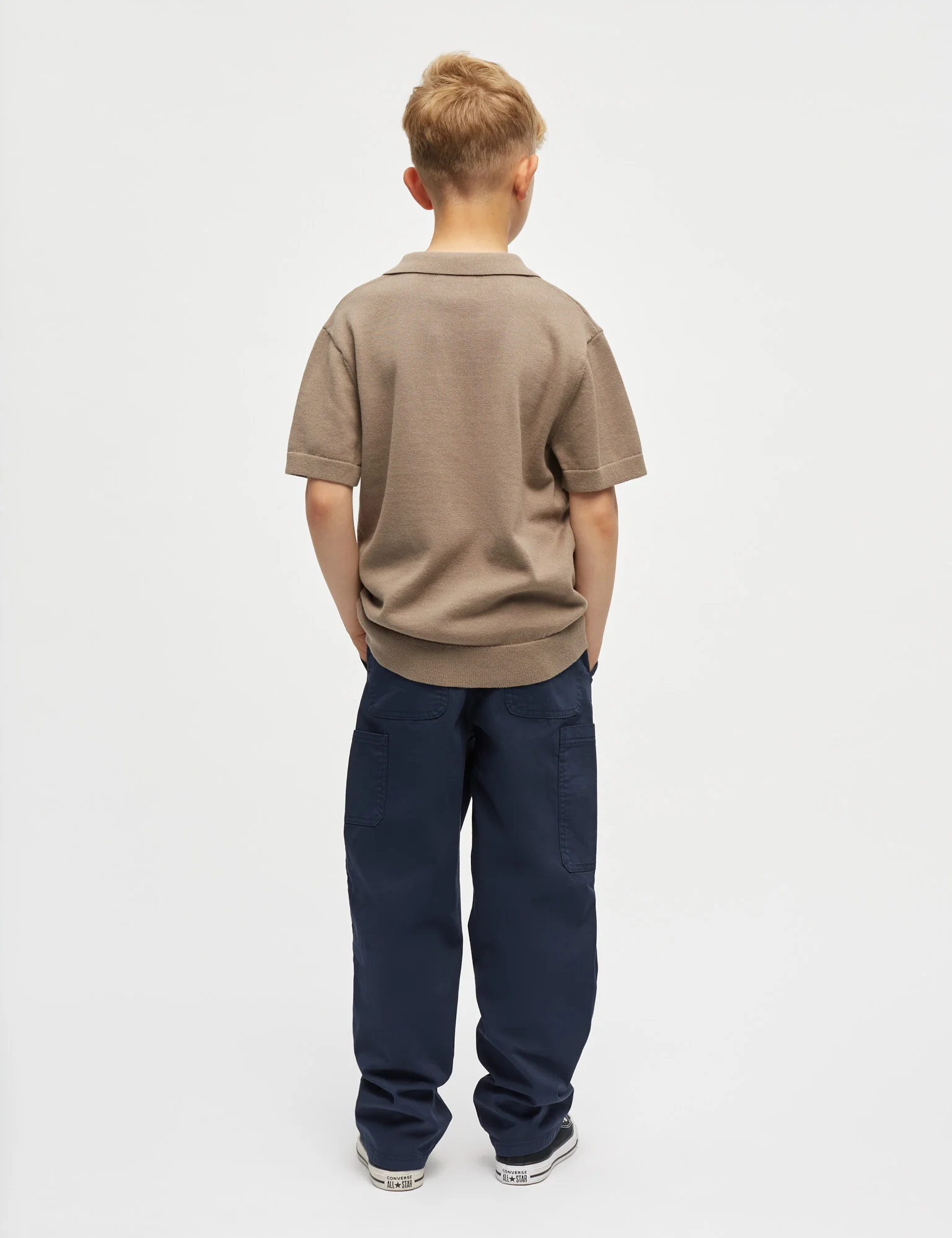 Cotton Knit Pelle Polo Tee, Walnut - Image 4