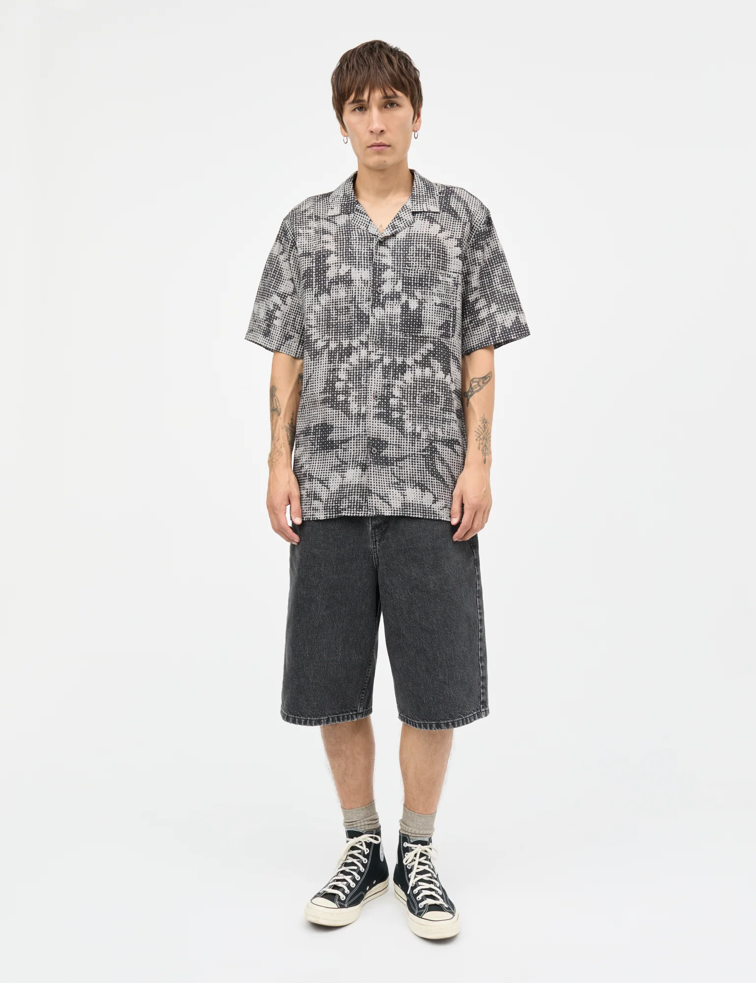 Cotton Linen Kenji AOP Shirt SS, Plaza Taupe/Sky Captain AOP
