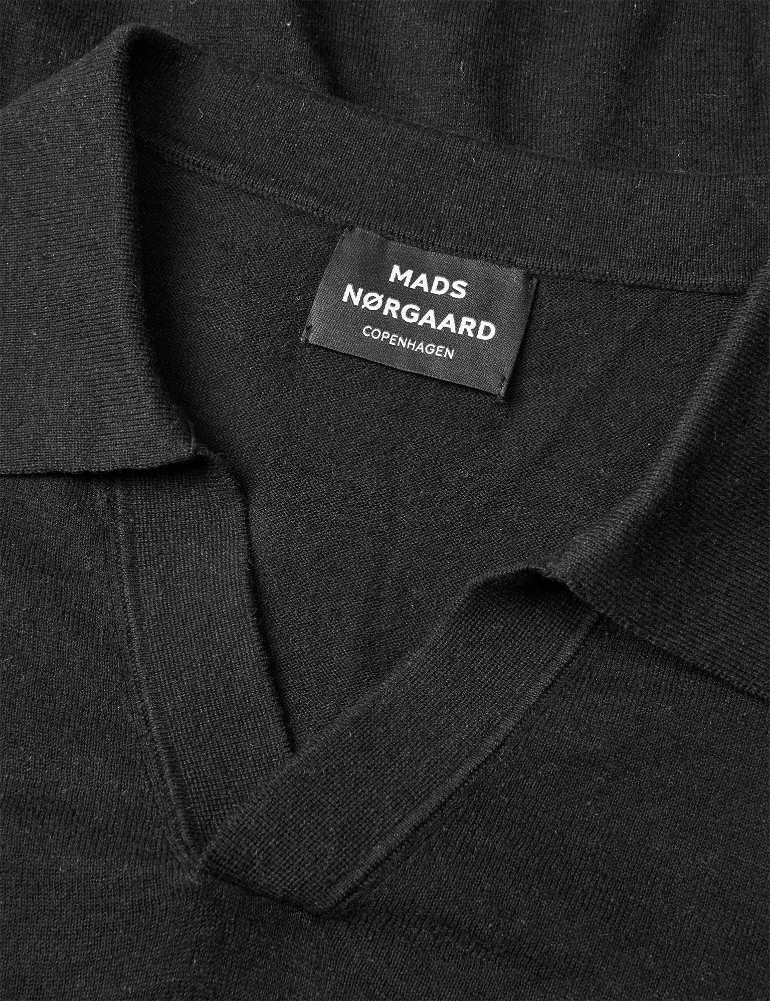 Cotton Lino Theo Polo Knit, Black - Image 2