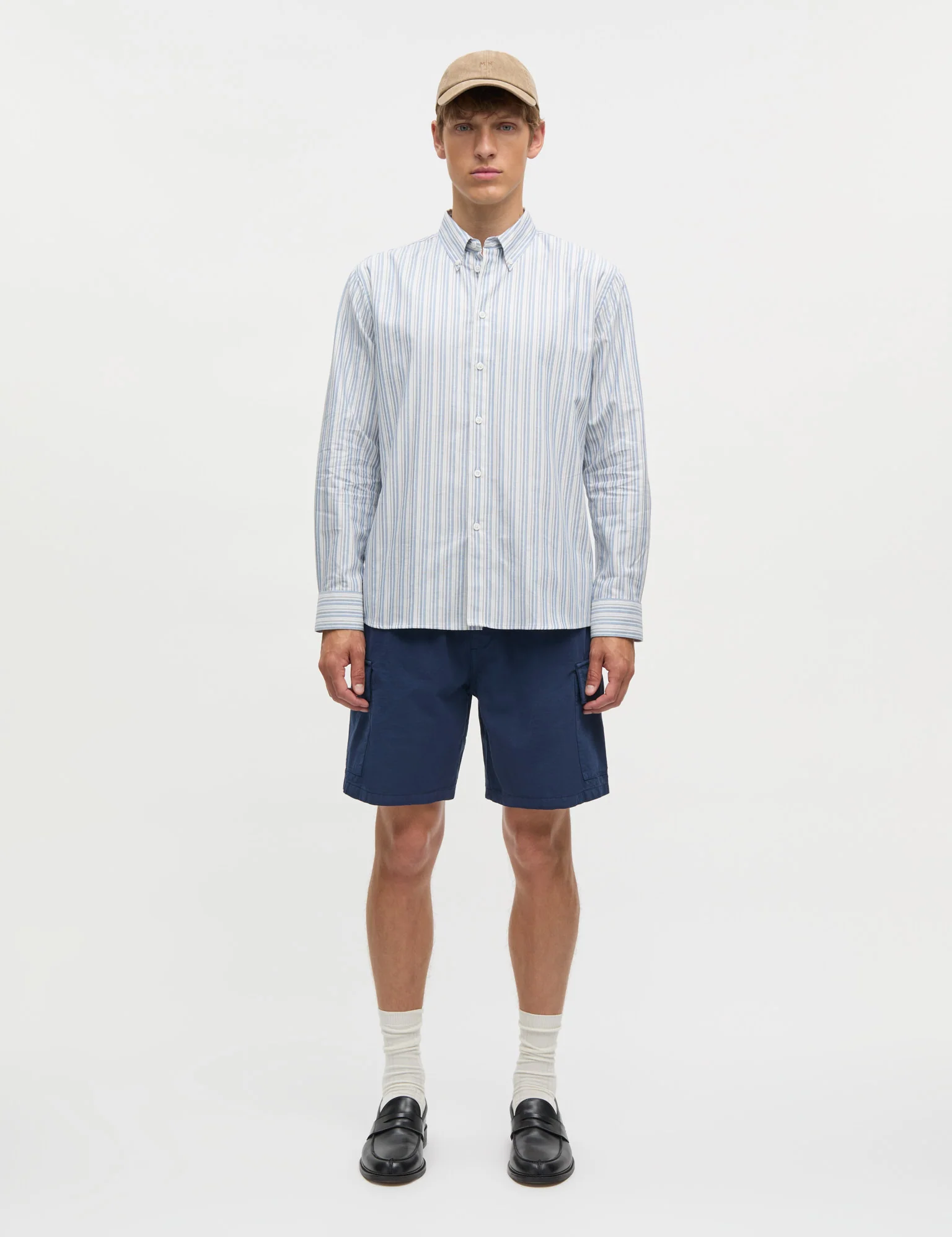Cotton Oxford Sune Stripe Shirt BD FAV, Bright Cobalt