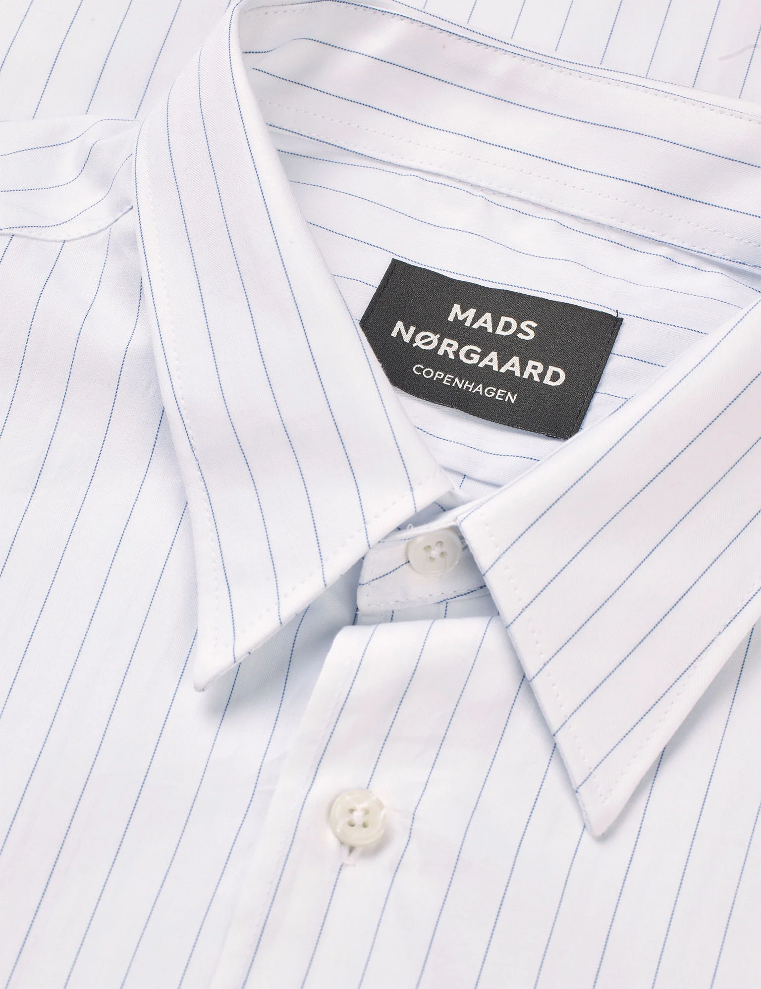 Cotton Soft Oskar Shirt SS, White/Bright Cobalt Stripe - Image 3