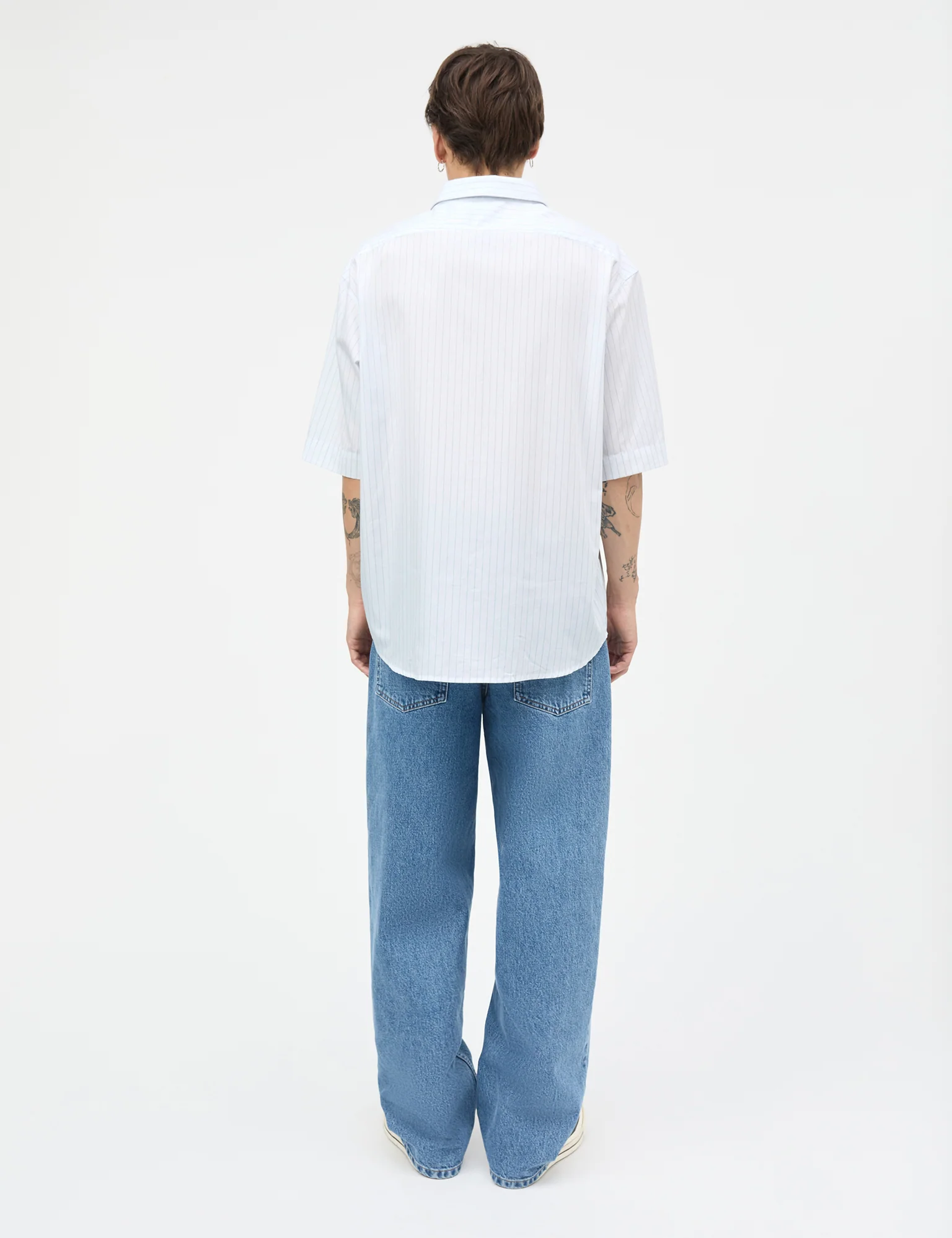 Cotton Soft Oskar Shirt SS, White/Bright Cobalt Stripe - Image 4