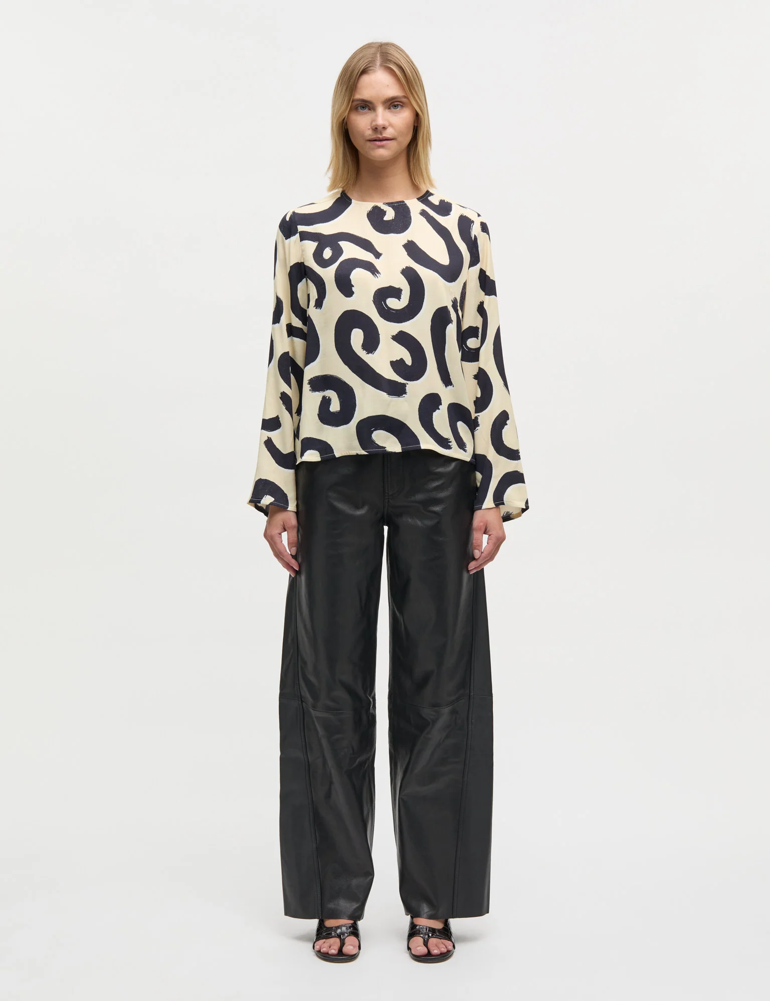 Delicate Twill Flow Top AOP, Swirl AOP/Almond Oil