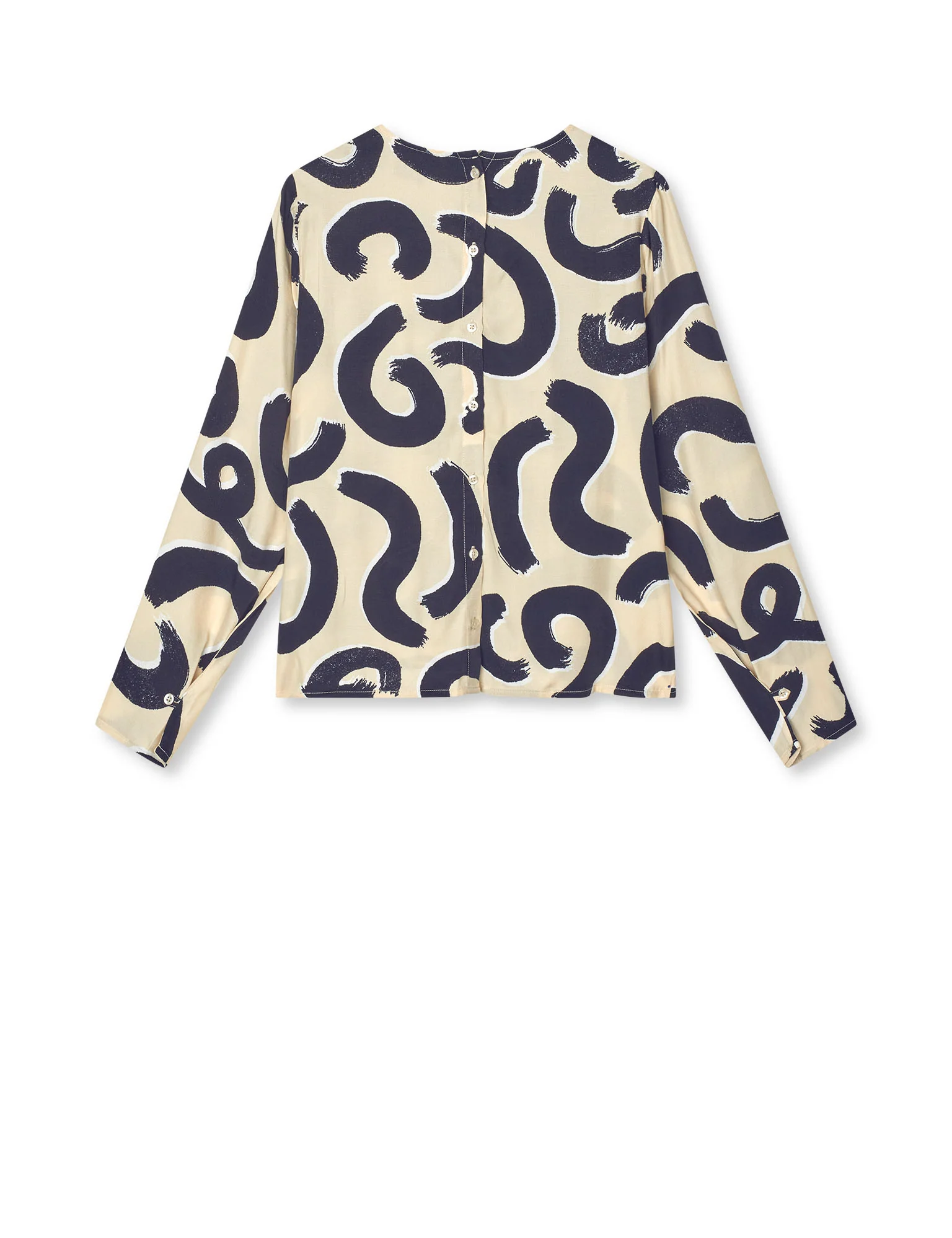 Delicate Twill Flow Top AOP, Swirl AOP/Almond Oil - Image 4
