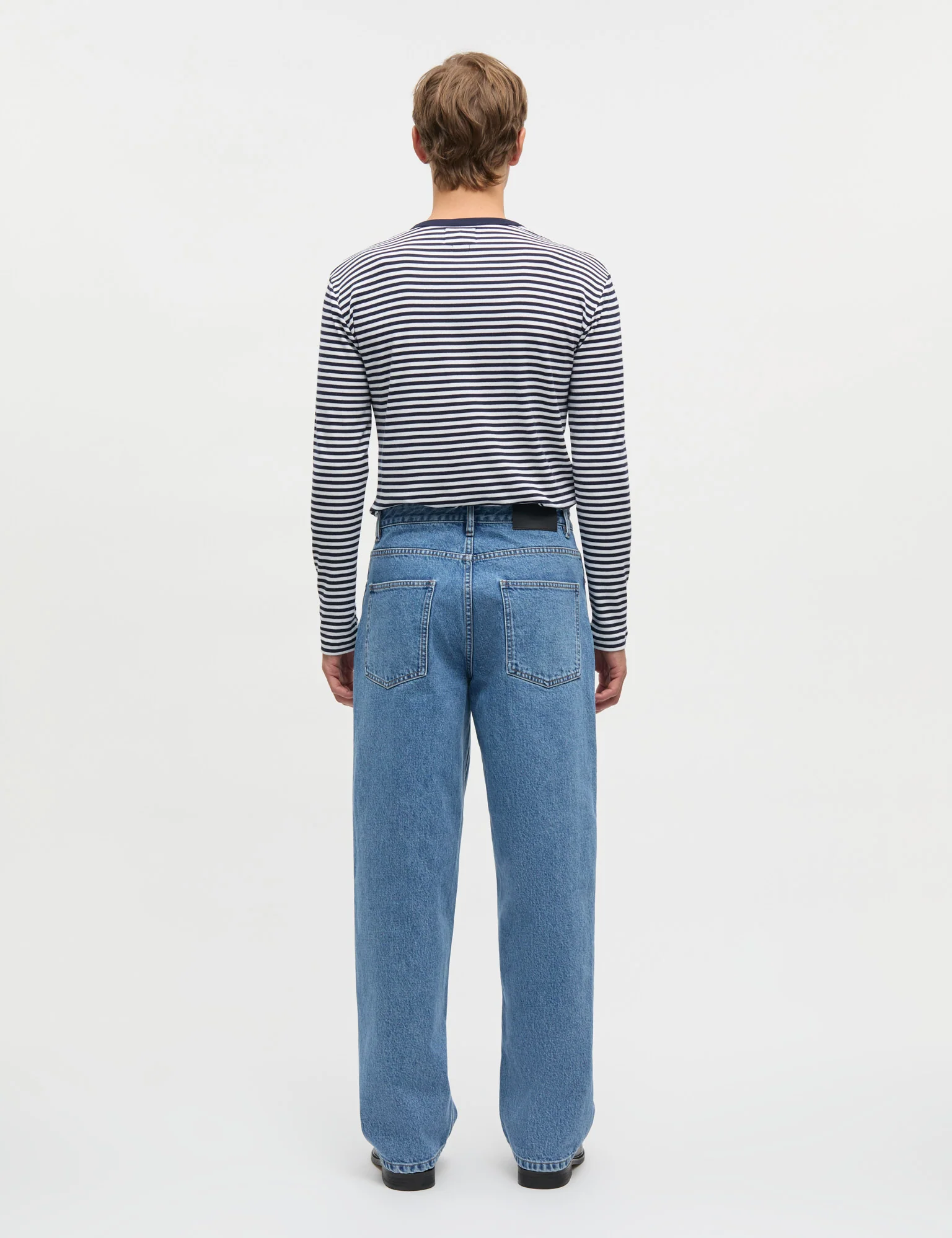 Duo Rib Tobias Tee LS, Sky Captain/White - Image 4