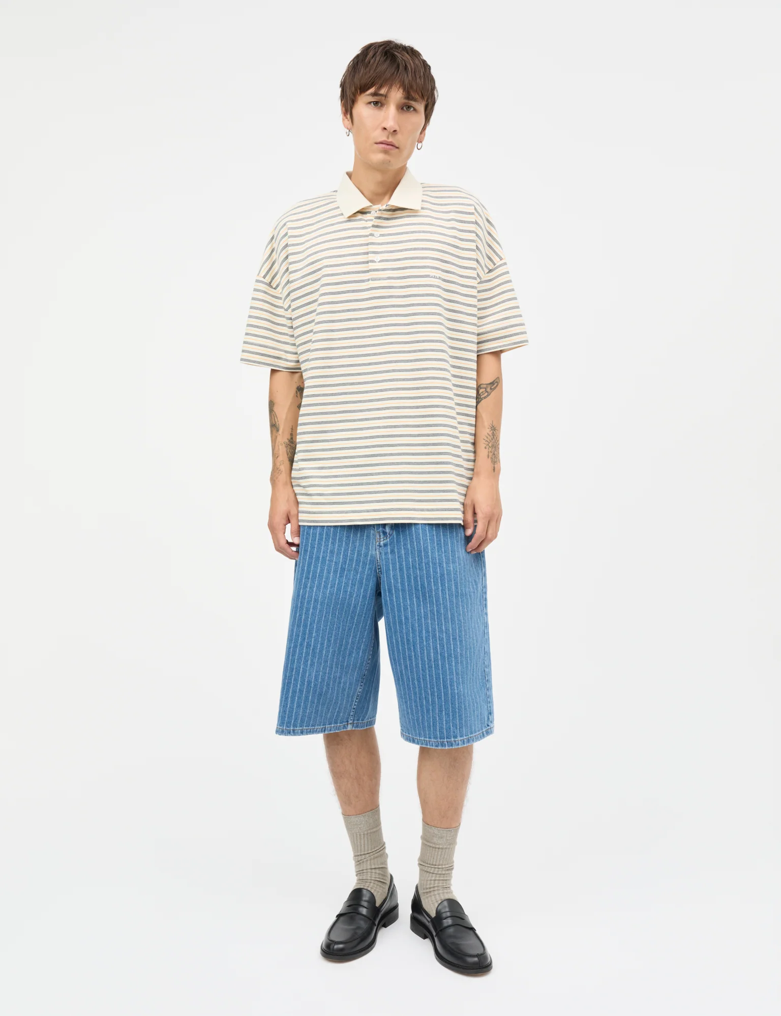 Light Terry Polo SS ST  Tee, Vanilla Ice/Sky Captain/Zinnia