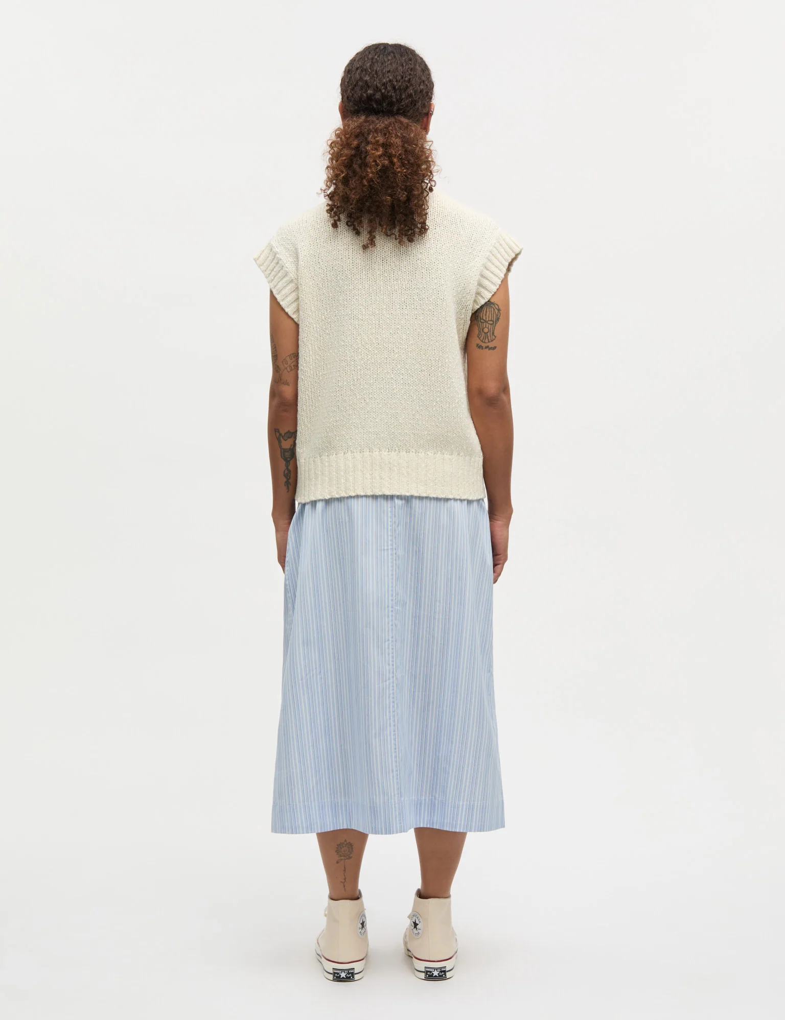 Mia Poplin Marty Wrap Skirt, Pinstripe/Provence - Image 4