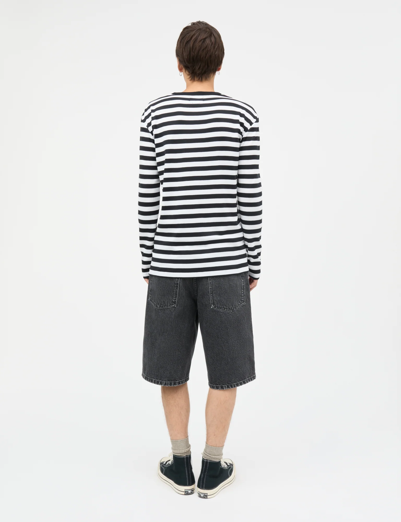 Midi Rib Tobias Tee LS, Black / White - Image 4