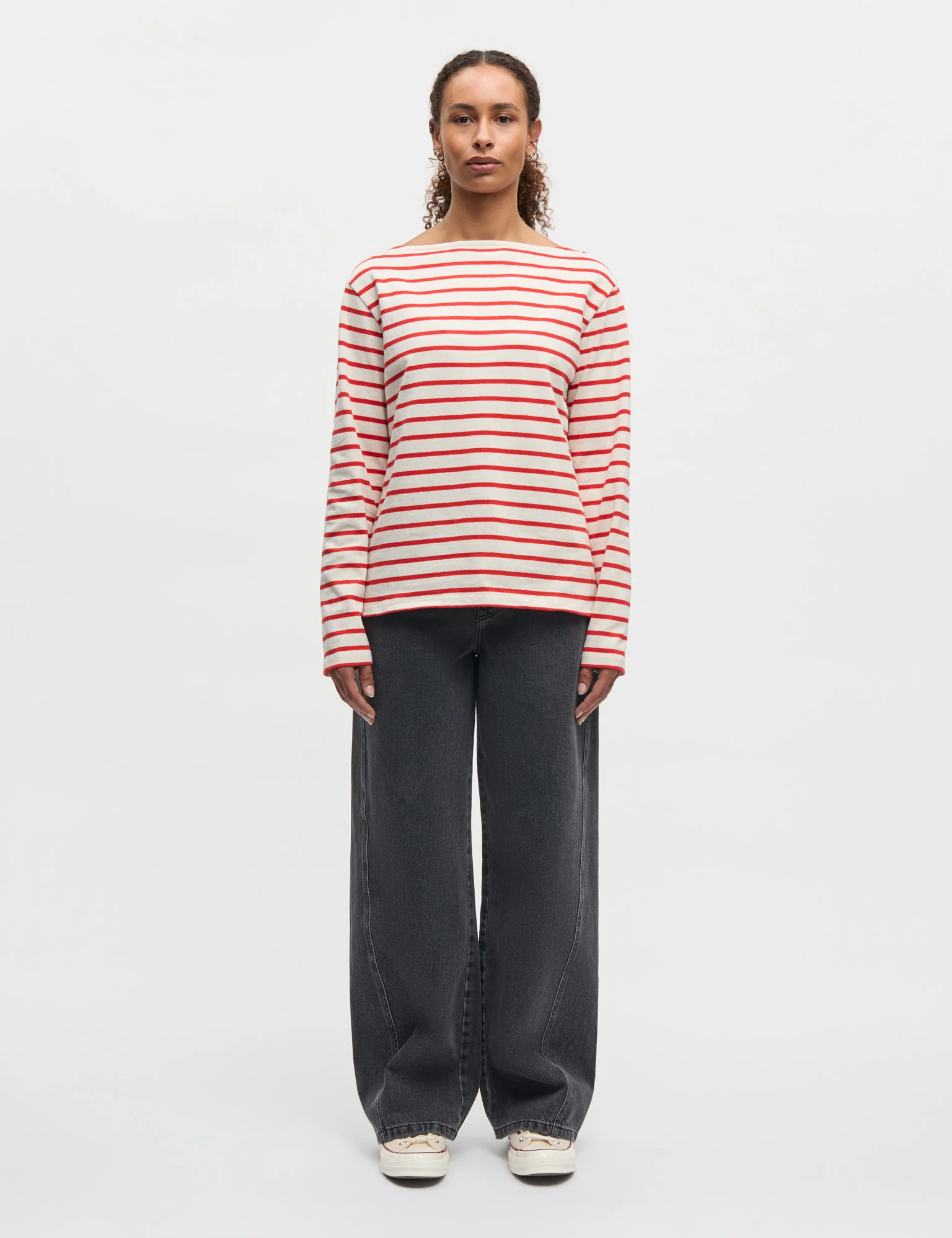 Pablo Gabi Tee LS, Vanilla Ice/Fiery Red
