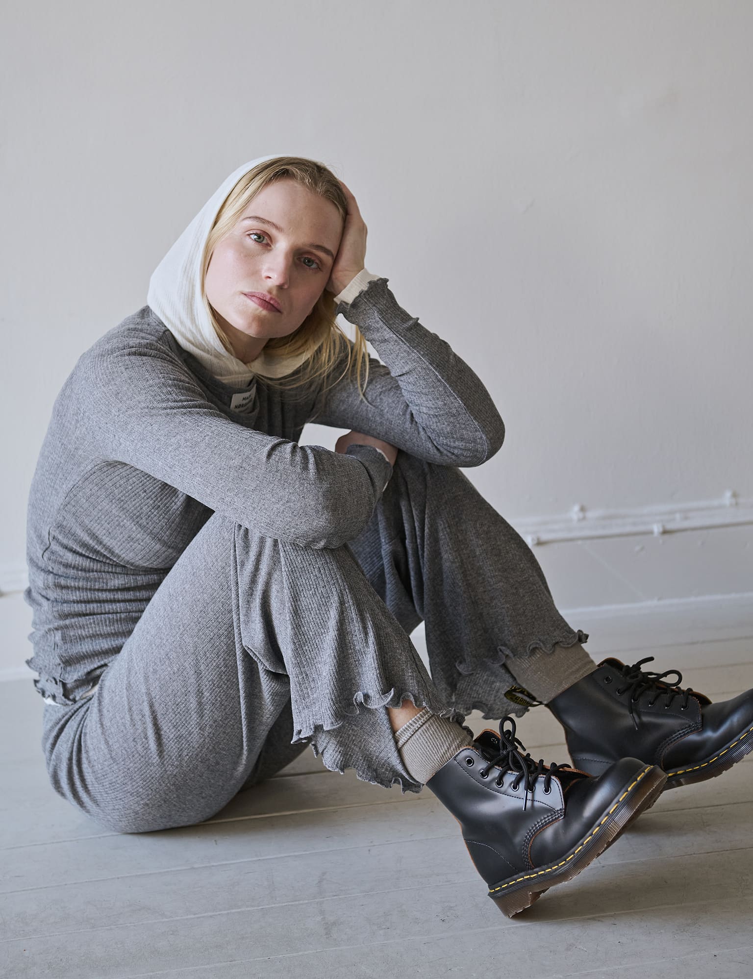 Point Wool Hedwig Pants, Grey Melange - Image 2