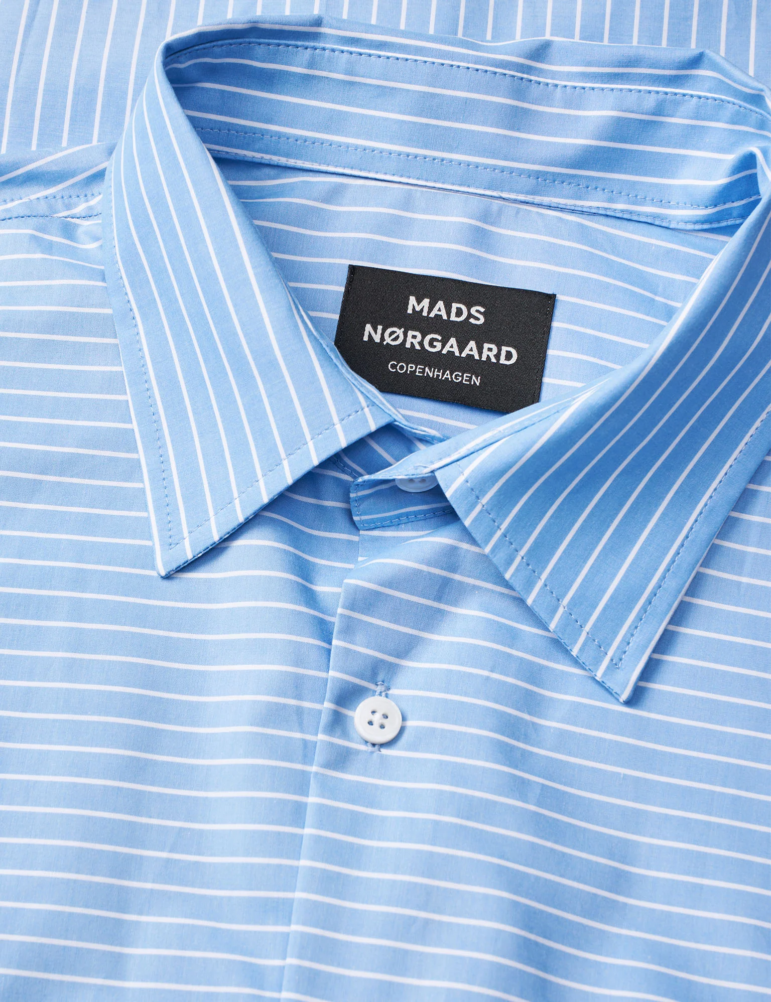Prime Cotton Poplin Breuer Shirt, White/Bright Cobalt Stripe - Image 3