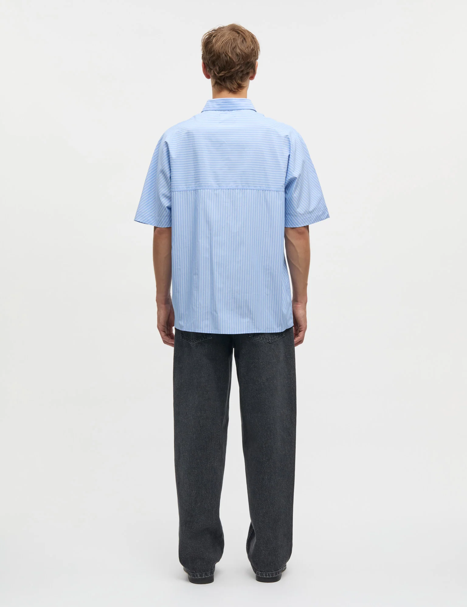 Prime Cotton Poplin Breuer Shirt, White/Bright Cobalt Stripe - Image 4