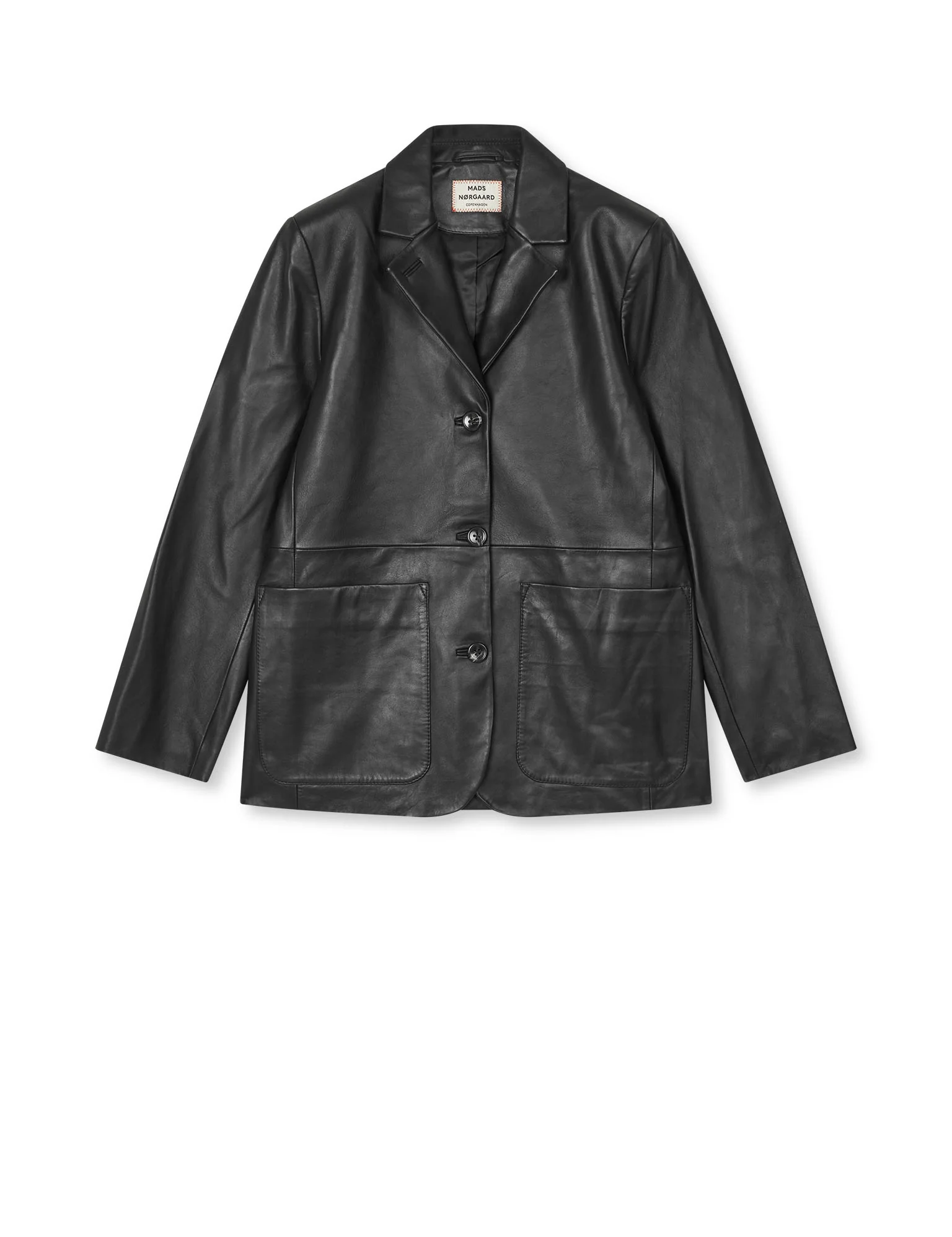 Shiny Leather Lesley Blazer, Black - Image 2