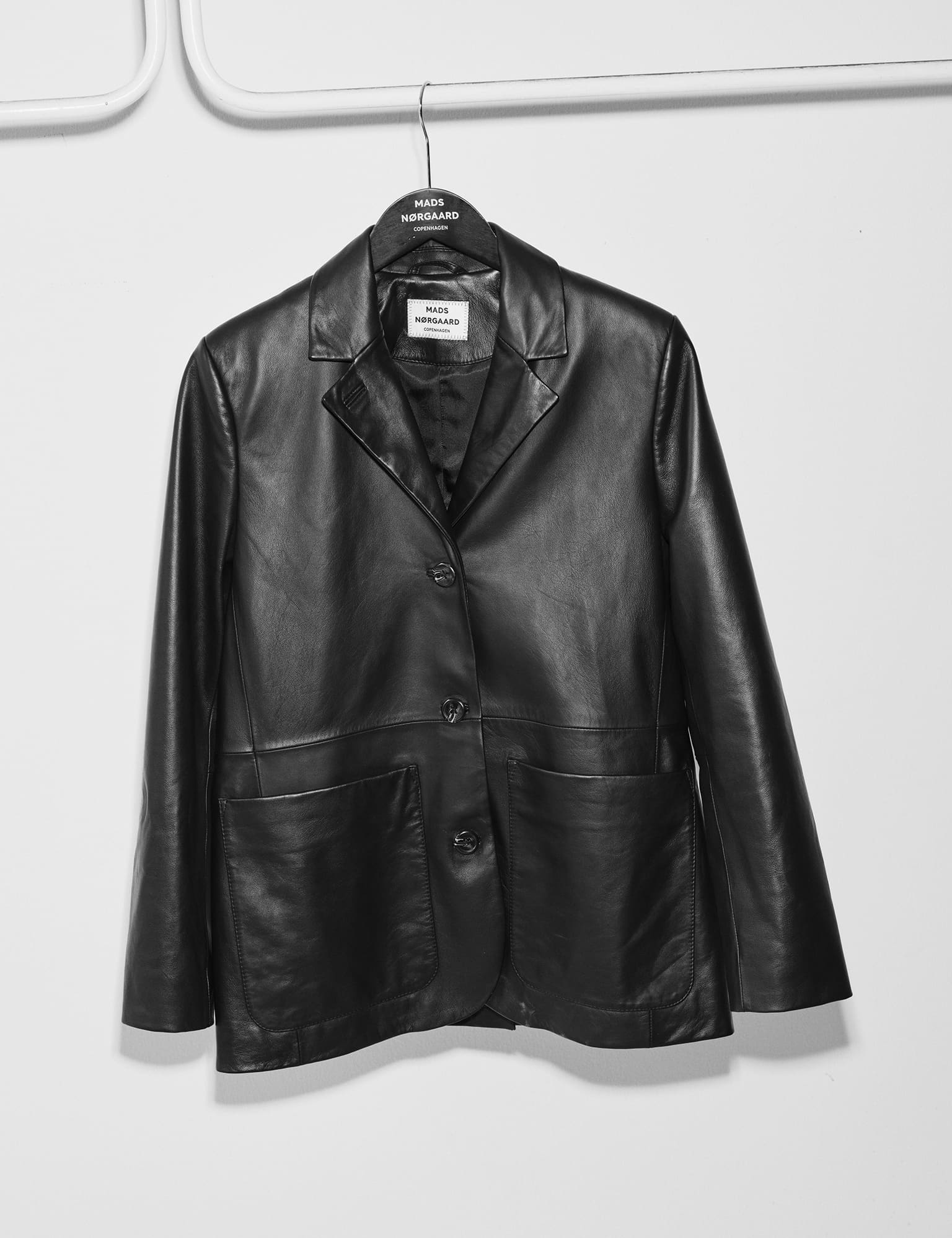 Shiny Leather Lesley Blazer, Black - Image 4