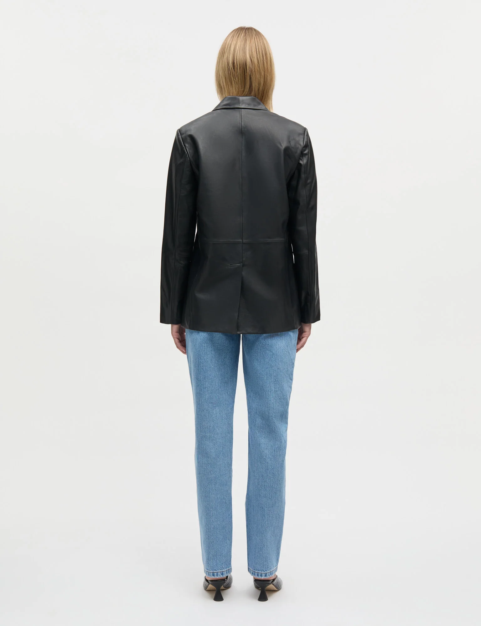 Shiny Leather Lesley Blazer, Black - Image 6