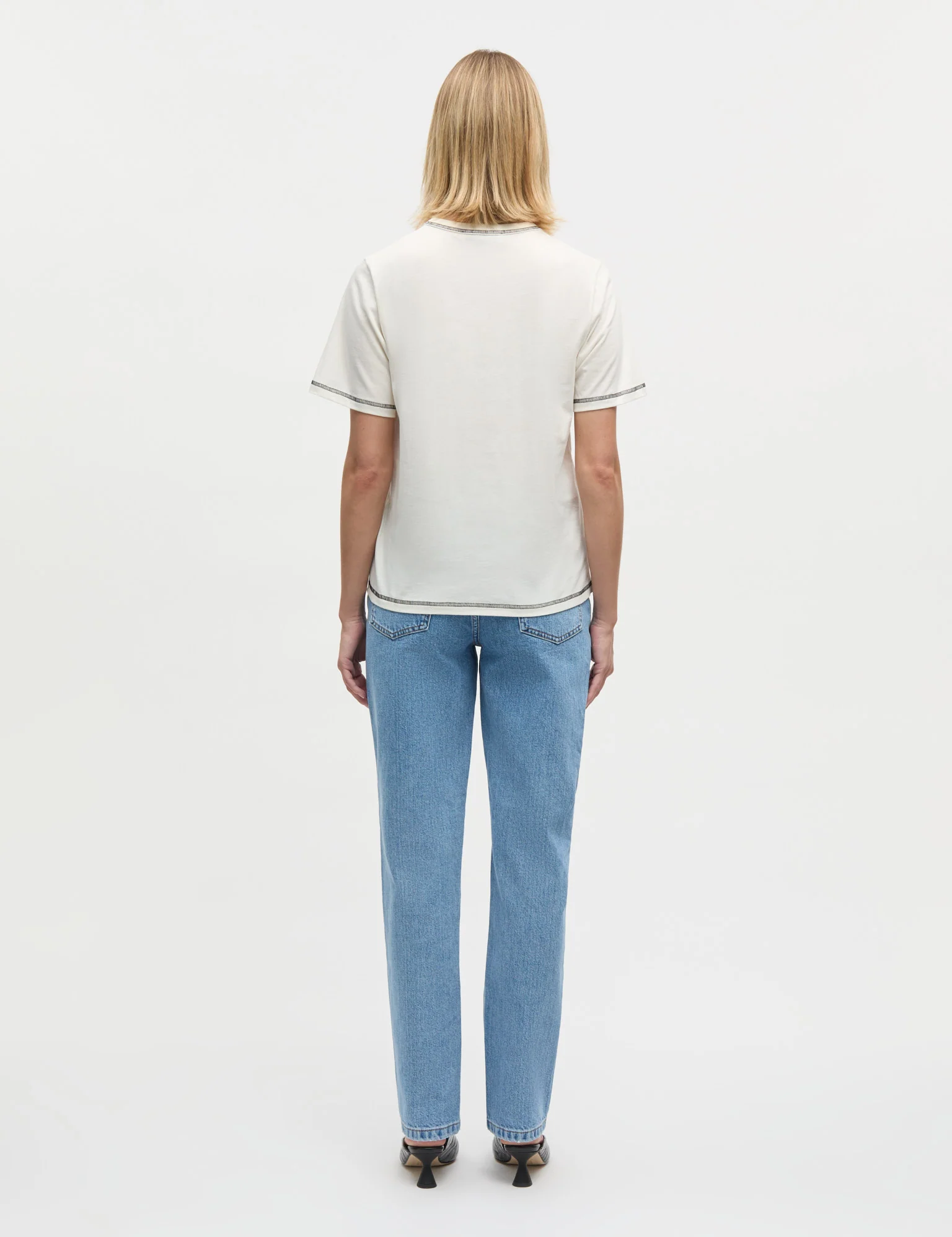 Single Cotton Grace Tee, Snow White - Image 4