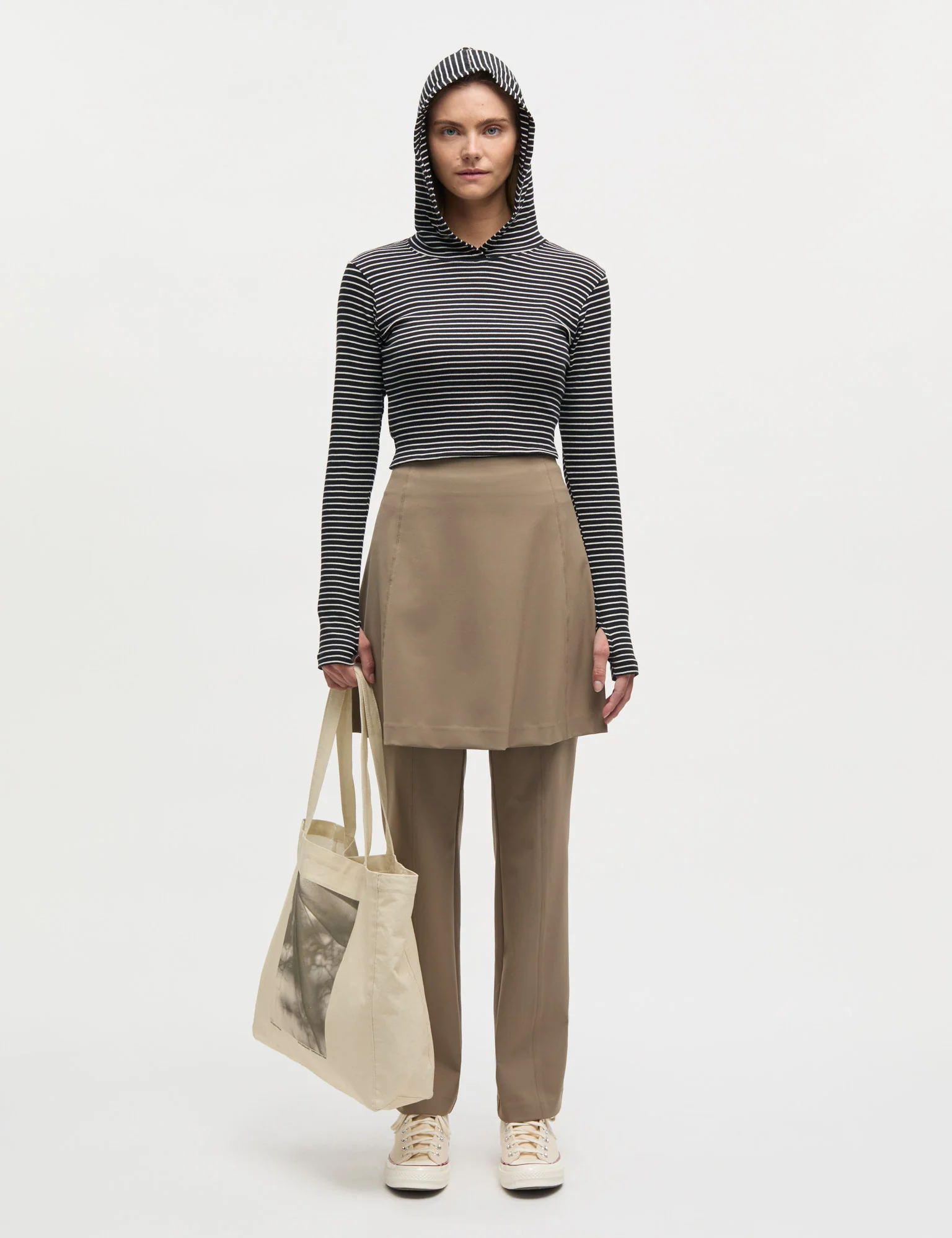 Stretchy Nylon Roberta Skirt, Walnut - Image 2
