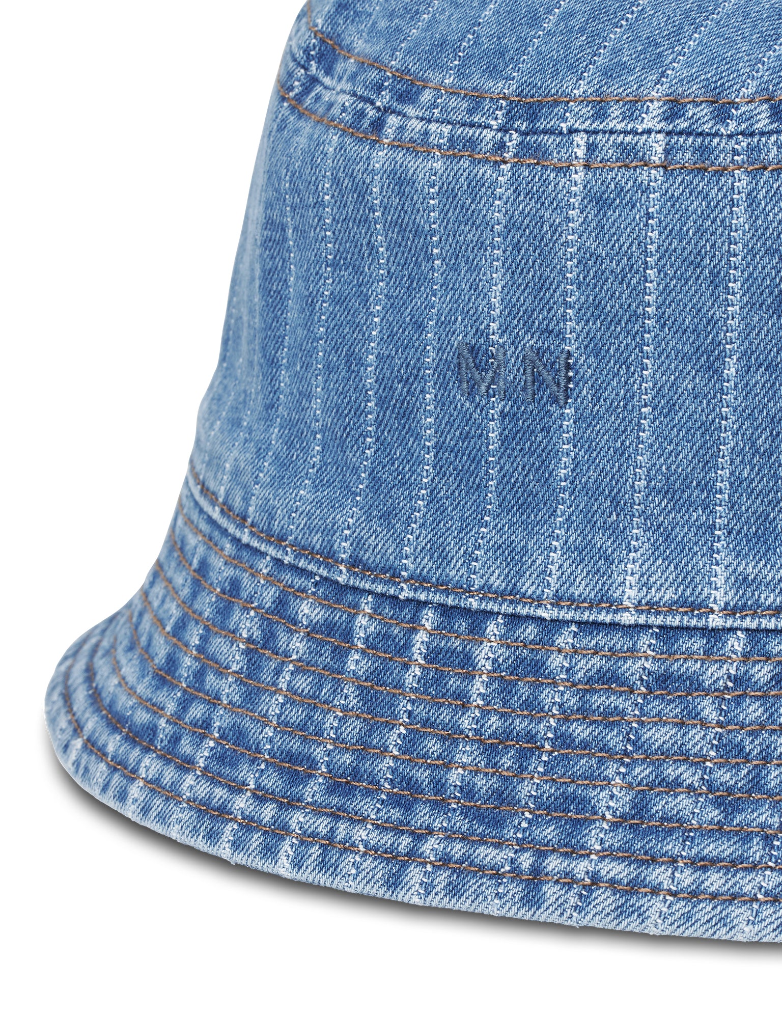 Striped Denim Bucket Hat, Light Blue Wash - Image 3
