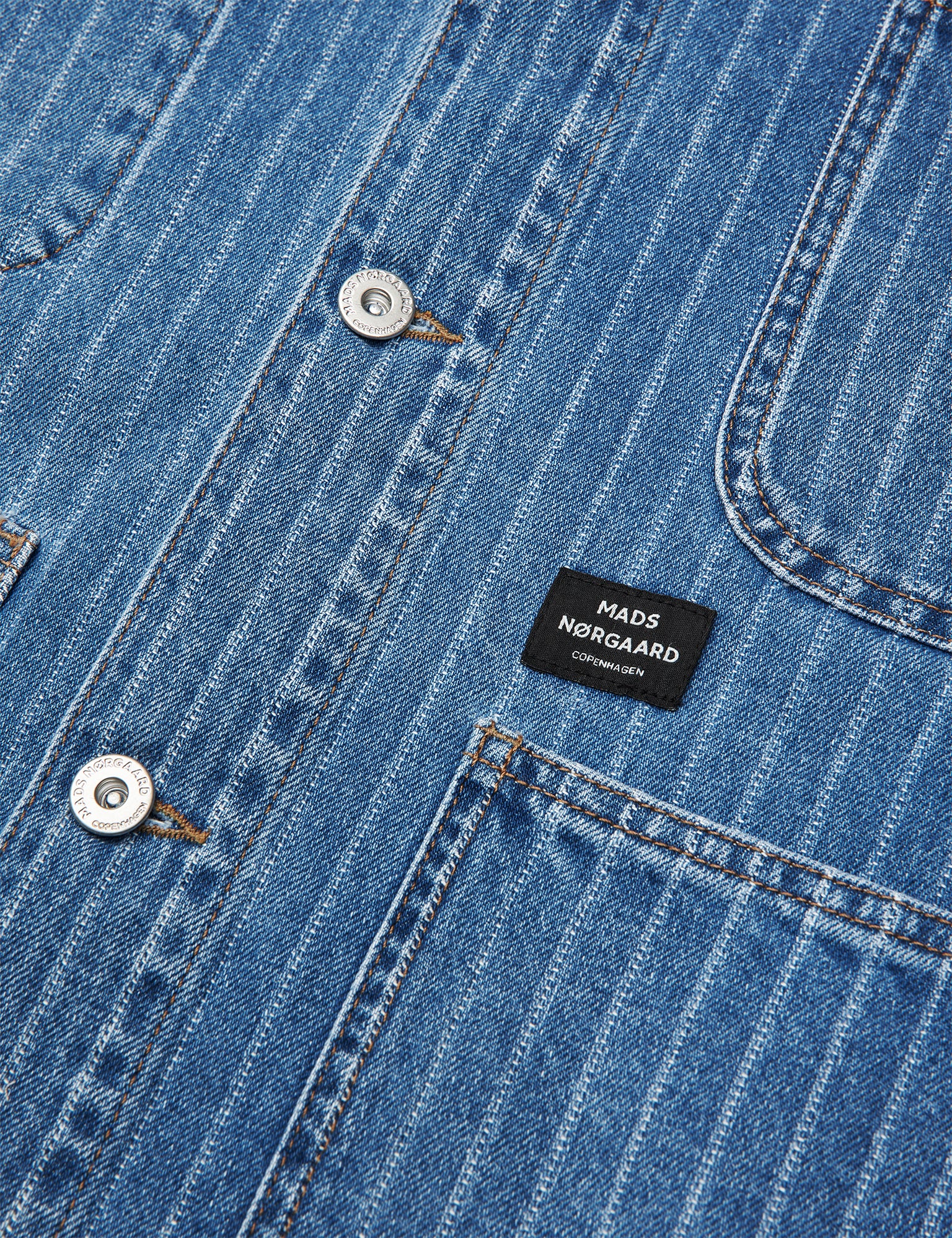 Striped Denim Chore Jacket, Light Blue Wash - Image 3