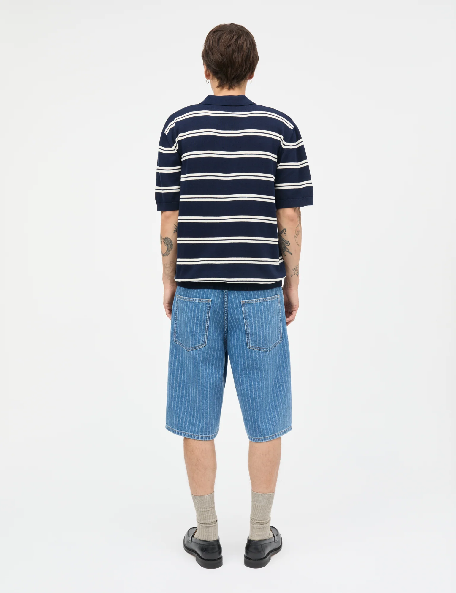 Tight Cotton Tristan Knit SS ST., Sky Captain/Vanilla Ice - Image 4