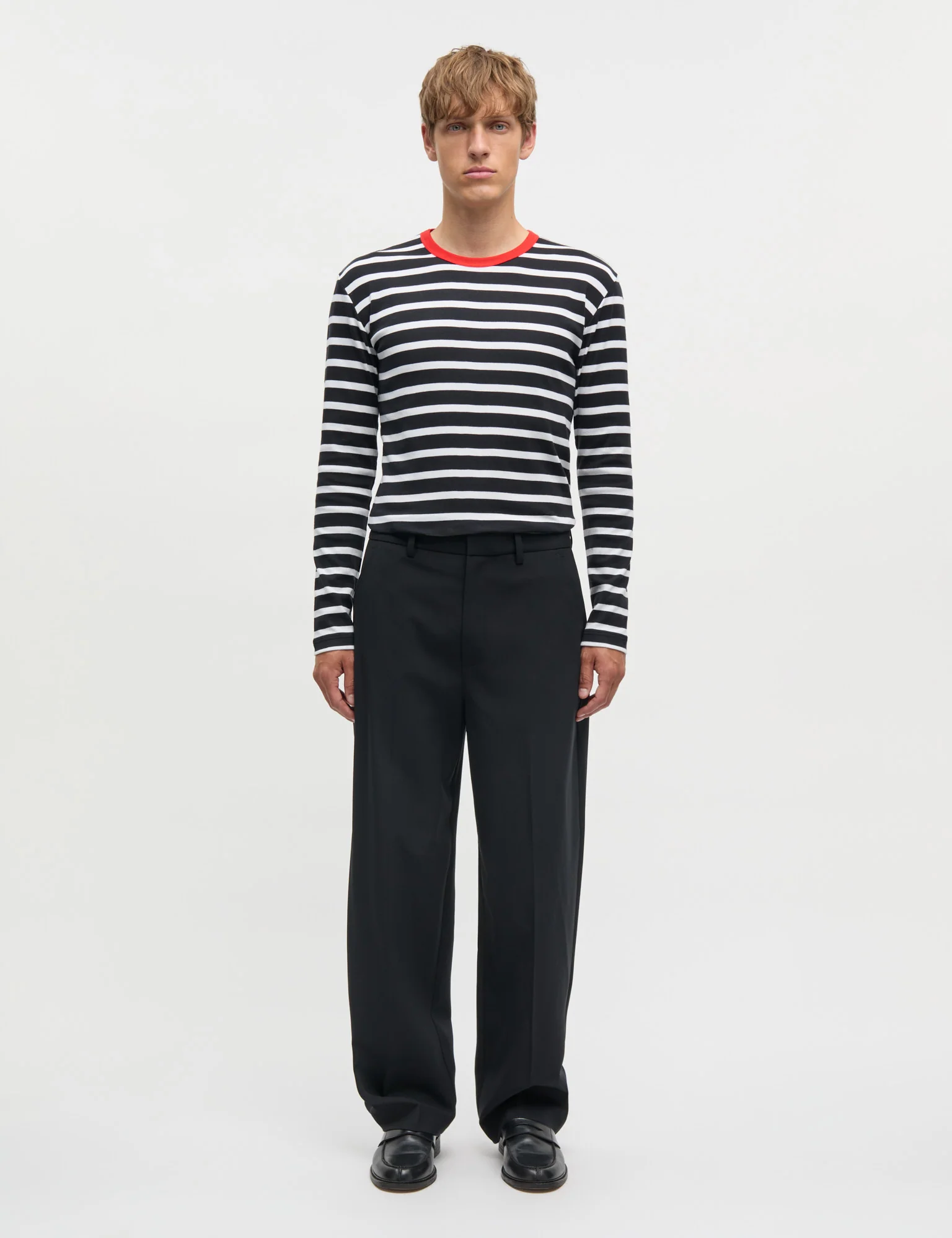 Trio Rib Tobias Tee LS, Black/White - Image 2