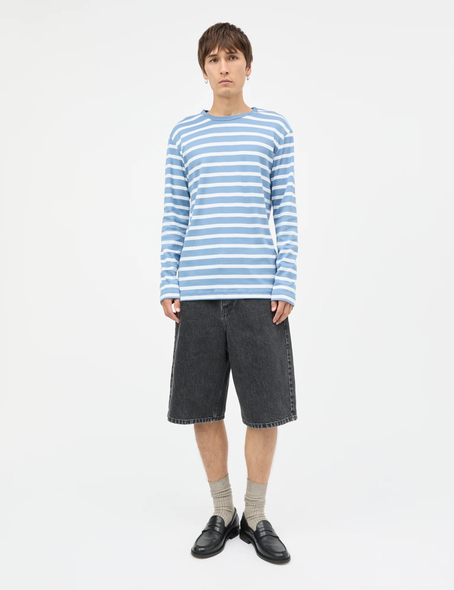 Trio Rib Tobias Tee LS, Riviera/White